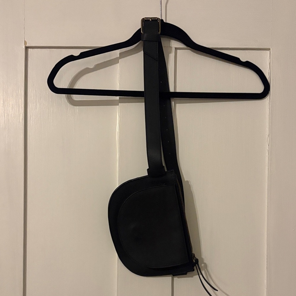 Able Black Leather Belt Bag